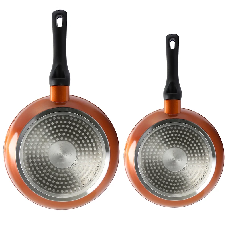 Gibson Home® Hummington 2-Piece Metallic Copper Aluminum Frying Pan Set