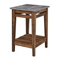 Walker Edison 18" Dark Concrete & Reclaimed Barnwood Farmhouse Trim Side Table