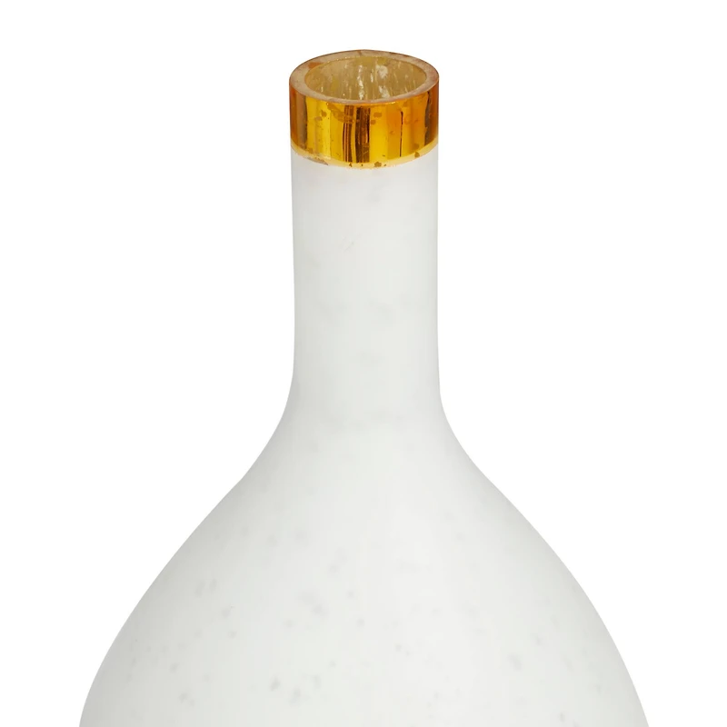 Set of 3" White Glass Glam Vases, 13" x 8" x 8"