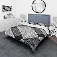 Designart 'Black and White Check Stipes Pattern' Modern & Contemporary Bedding Set