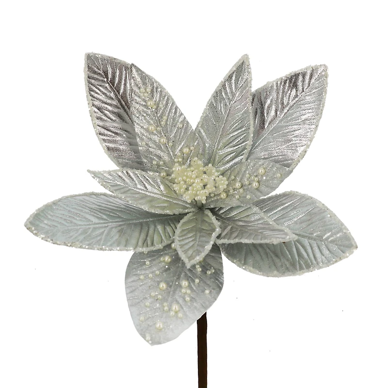 22" Silver Poinsettia & Pearl Stem by Ashland®