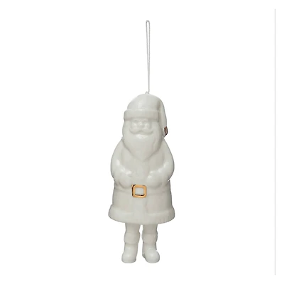 Hello Honey® 6" White Stoneware Santa Bell with Gold Electroplating