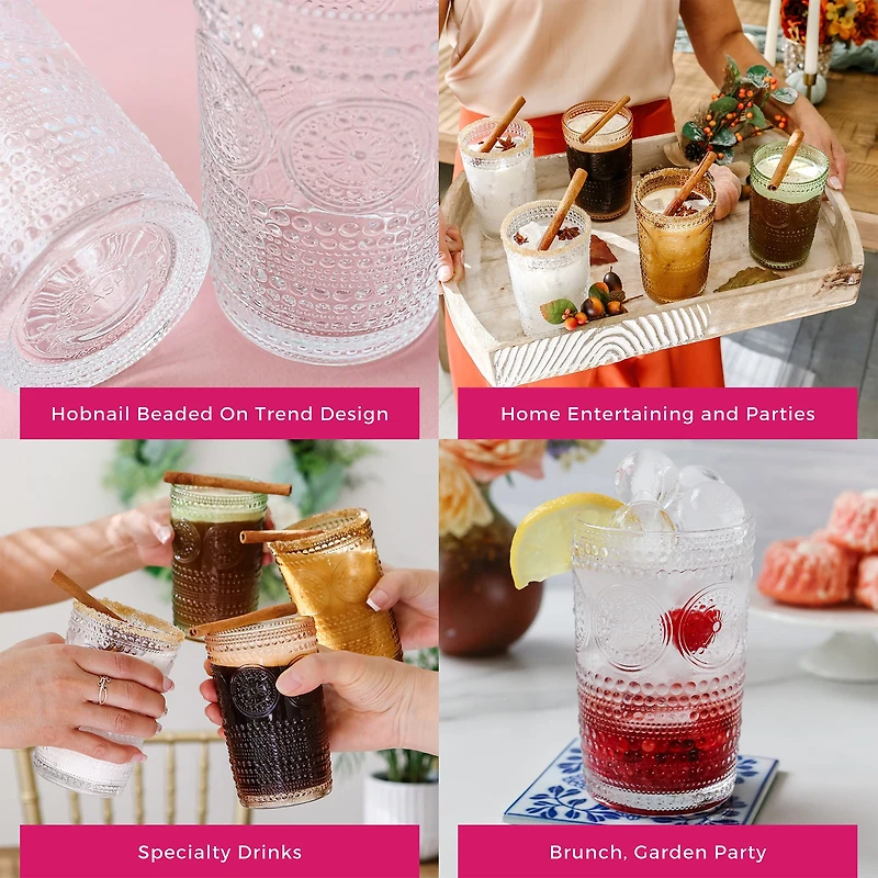 Kate Aspen® 13oz. Beaded Floral Clear Drinking Glasses, 6ct.