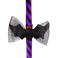 29" Purple & Black Striped Animated Witches Halloween Broom with Bat Accents