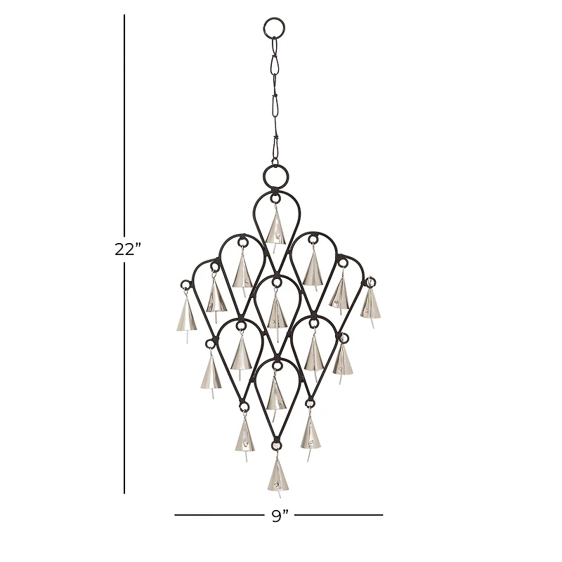 Black Metal Eclectic Windchime, 9" x 1" x 22"