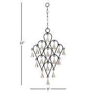 Black Metal Eclectic Windchime, 9" x 1" x 22"