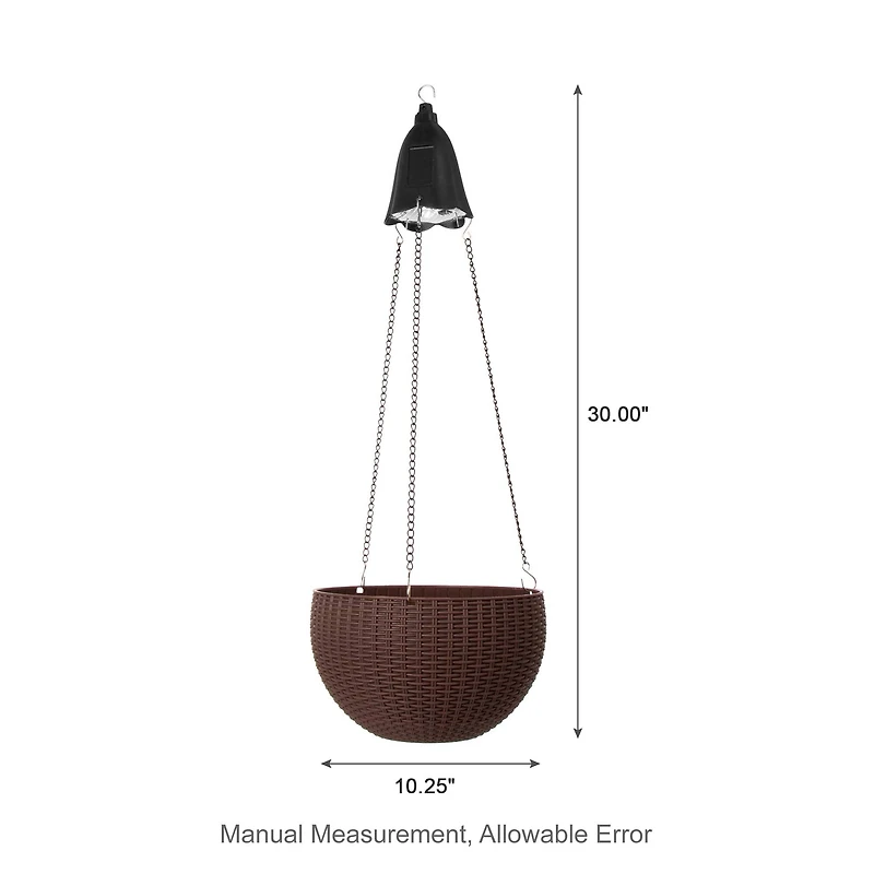 Glitzhome® 30" Solar Lighted Hanging Plastic Basket Planters