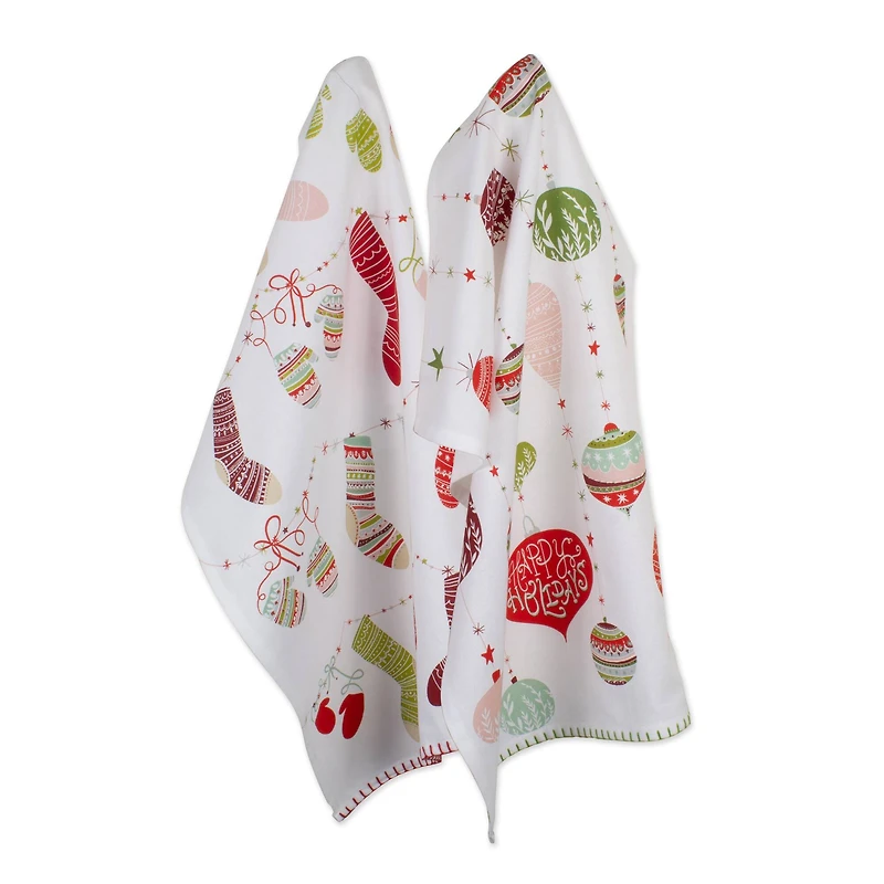 DII® Christmas Trimmings Printed Dishtowel Set