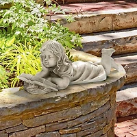 Design Toscano 8" Backyard Scholar Little Girl Reading Garden Statue