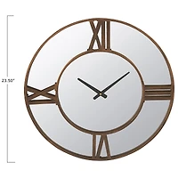 Hello Honey® 23.5'' Metal Wall Clock Mirror with Antiqued Bronze Finish Trim