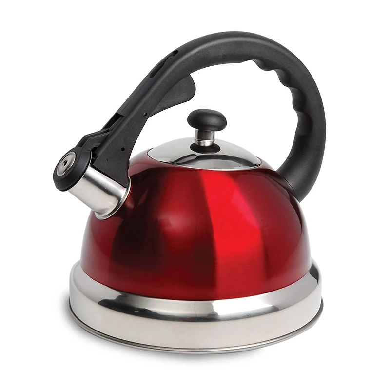Mr. Coffee Claredale 1.7qt. Red Stainless Steel Whistling Tea Kettle with Nylon Handle