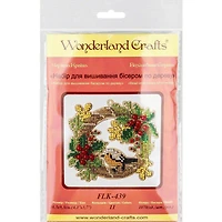 Wonderland Crafts Bird & Wreath Bead Embroidery on Wood Kit