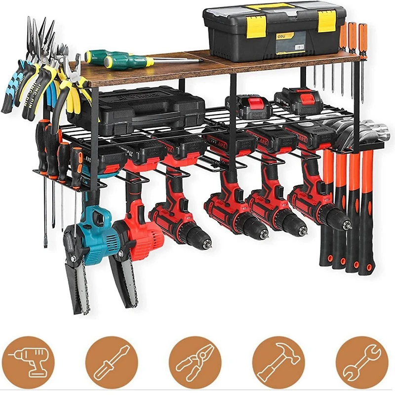 NEX™ 29" Wood Grain Power Tool Organizer Wall Shelf
