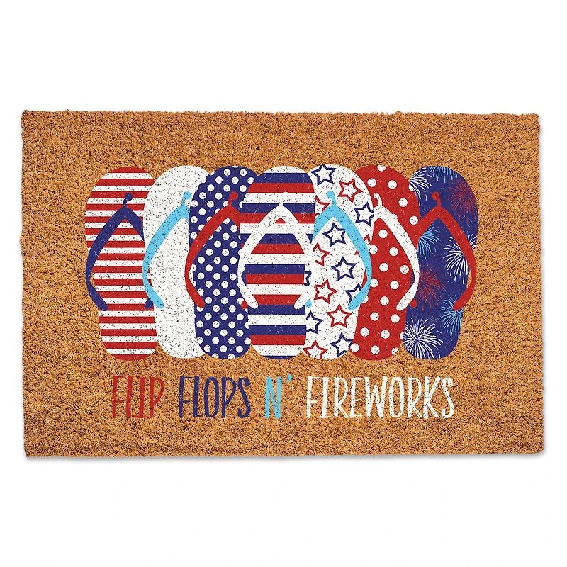 Flip Flops n' Fireworks Coir Door Mat