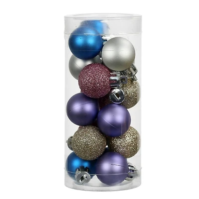 16 Pack 25mm Mini Purple & Blue Plastic Ball Ornaments by Ashland®