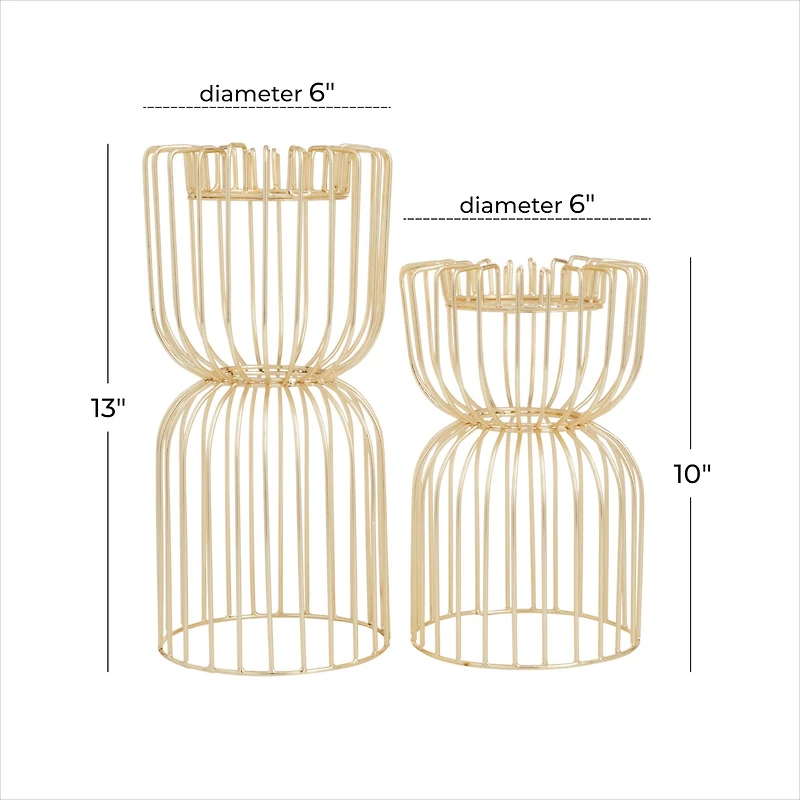 CosmoLiving by Cosmopolitan Gold Iron Glam Candle Holder, 13" x 10"