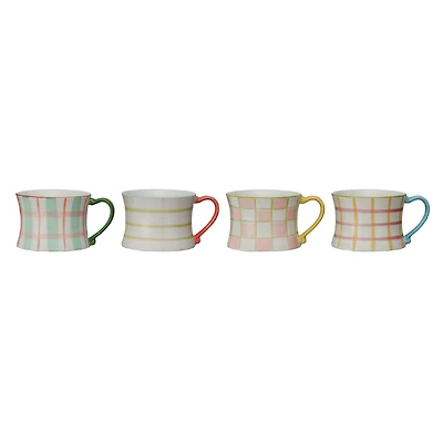Hello Honey® 3" Plaid Panache Stoneware Mug Set