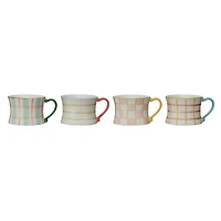 Hello Honey® 3" Plaid Panache Stoneware Mug Set