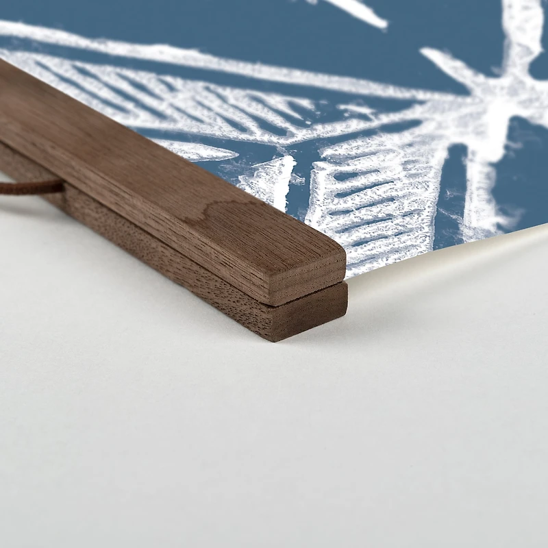 Reverse Blue Diamonds Teak Hanging Canvas