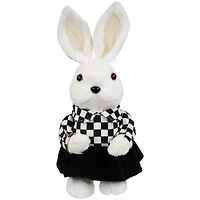 10" Girl Easter Rabbit Figurine in Checkered Dress