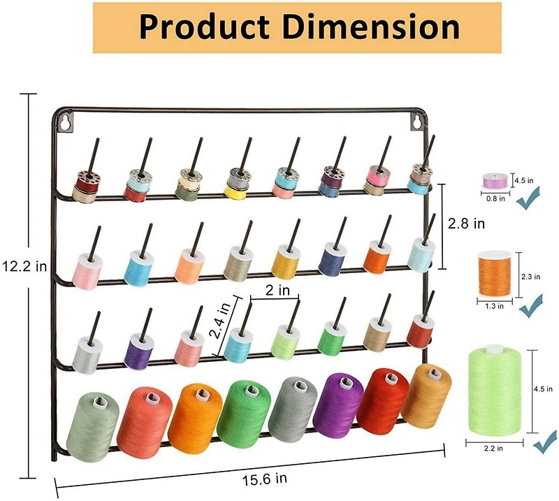 HAITARL® Brown 32-Spool Wall-Mounted Sewing Thread Rack