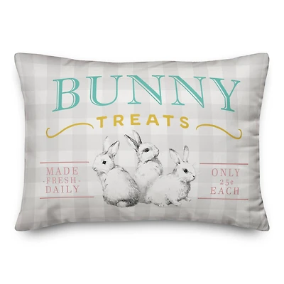 Bunny Treats Gingham Throw Pillow