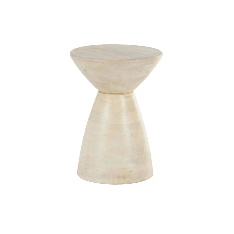 18" Cream Mango Wood Accent Table