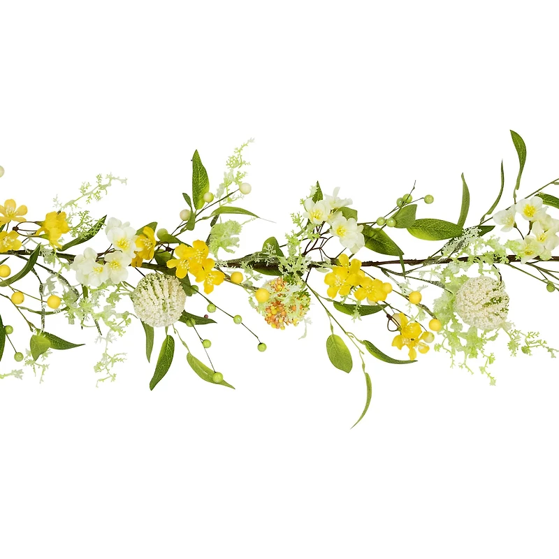 5ft. Yellow Berry & Thistle Floral Spring Garland