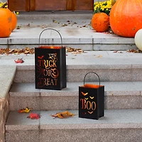 Glitzhome® Halloween Trick or Treat Metal Bucket Set