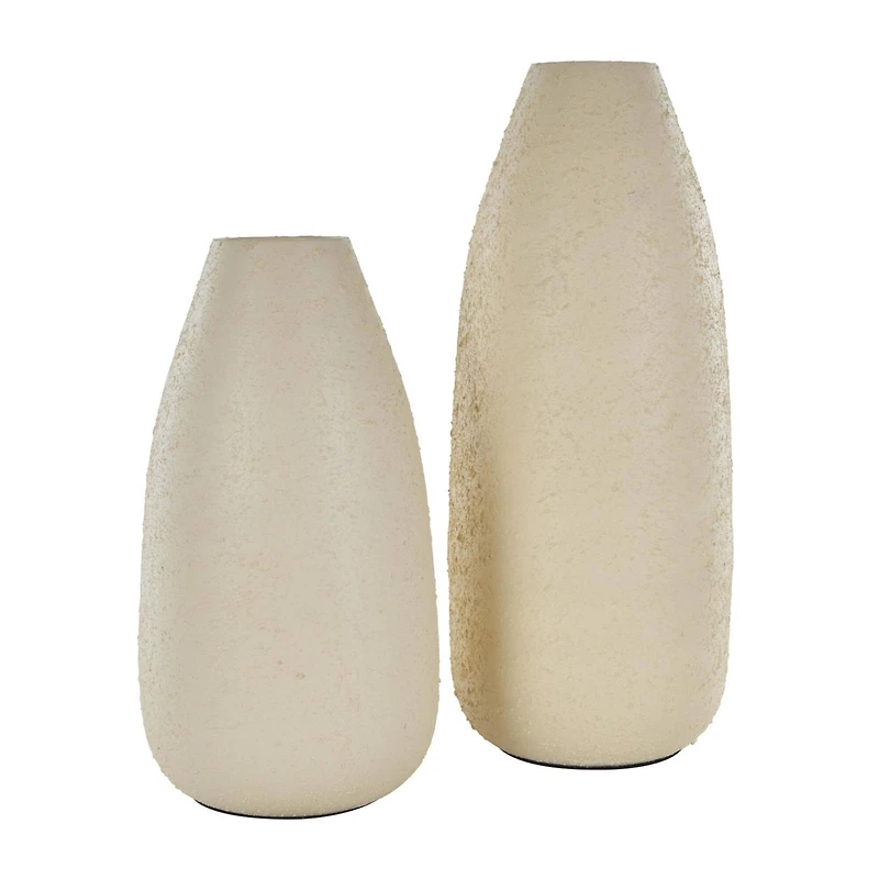 Cream Minimalistic Distressed Textured Metal Vase Set