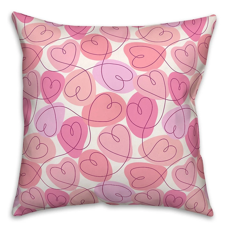 Pink Interconnected Valentine's Day Heart Throw Pillow