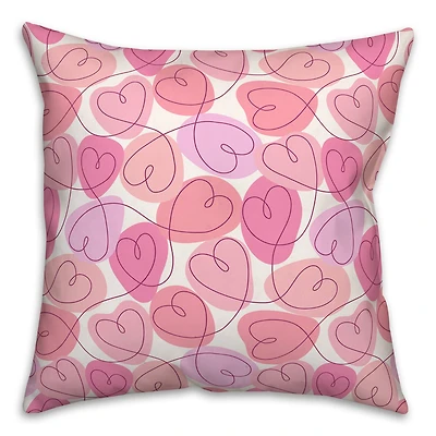 Pink Interconnected Valentine's Day Heart Throw Pillow