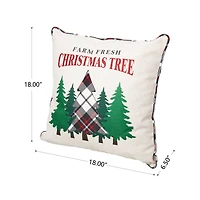 Glitzhome® Farm Fresh Heavy Cotton Christmas Tree Throw Pillow