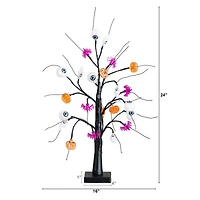 2ft. Pre-Lit Artificial Halloween Eyeballs, Ghosts, Bats & Pumpkins 24 LED Lighted Ornament Tree