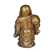 Bronze Polystone Bohemian Buddha Sculpture, 11" x 9" x 17"