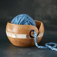 6 Pack: Mango Wood Yarn Bowl with Mother of Pearl by Loops & Threads™