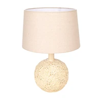 Hello Honey® 23" Cream Handmade Textured Stoneware Table Lamp with Fabric Shade