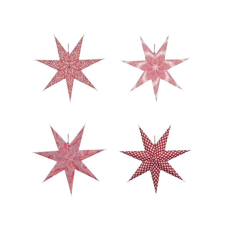 Hello Honey® 24" Red LED Paper Star Ornaments Set