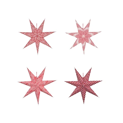 Hello Honey® 24" Red LED Paper Star Ornaments Set