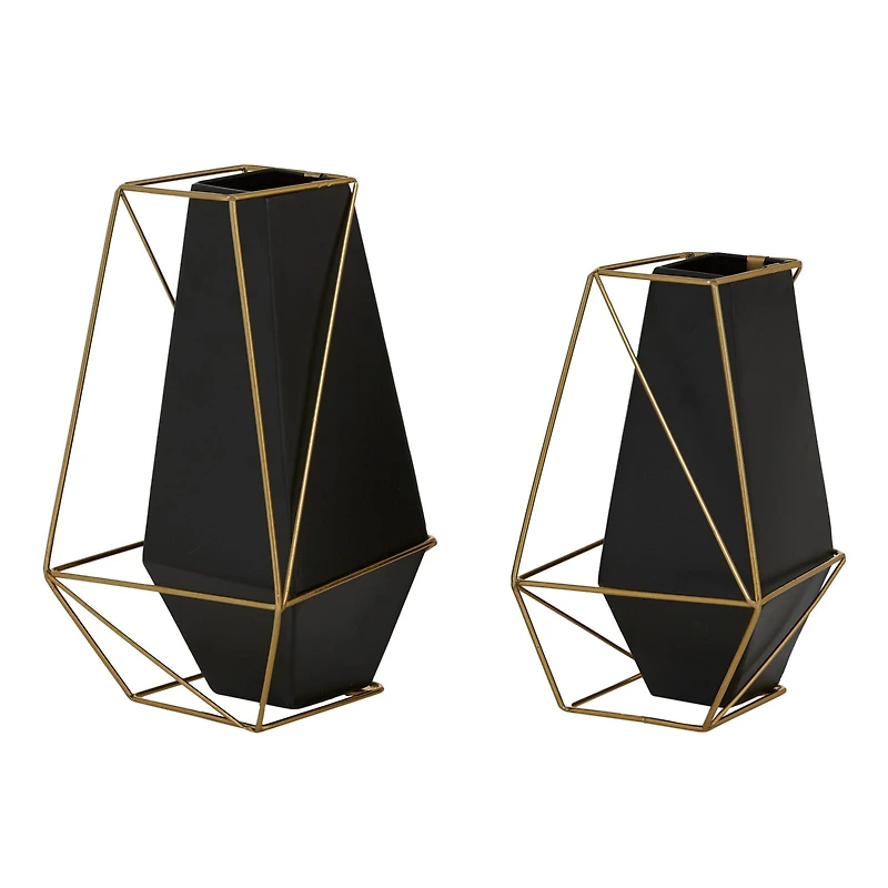 Black Metal Contemporary Vase Set