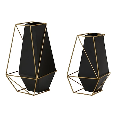 Black Metal Contemporary Vase Set