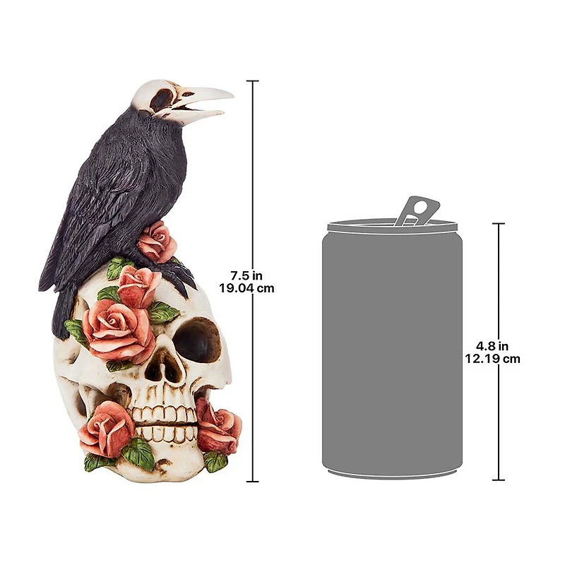 Design Toscano Raven & Roses Day of the Dead Skull Statue