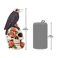 Design Toscano Raven & Roses Day of the Dead Skull Statue