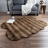 Hastings Home Brown Faux Sheepskin Fur Rug, 4ft. x 5ft.
