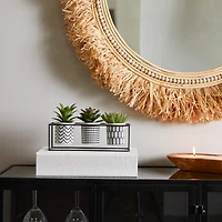 Novogratz 10" Green Faux Foliage Succulent with Tribal Pots in Black Metal Stand