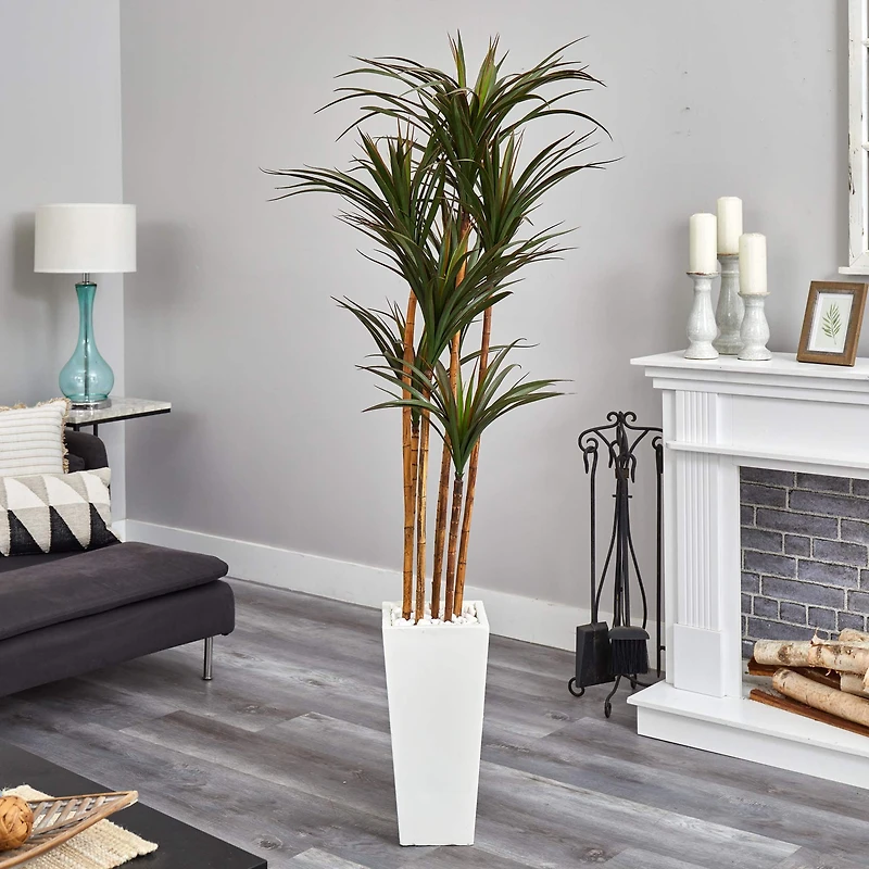 6.5ft. Giant Yucca Artificial Tree in White Planter