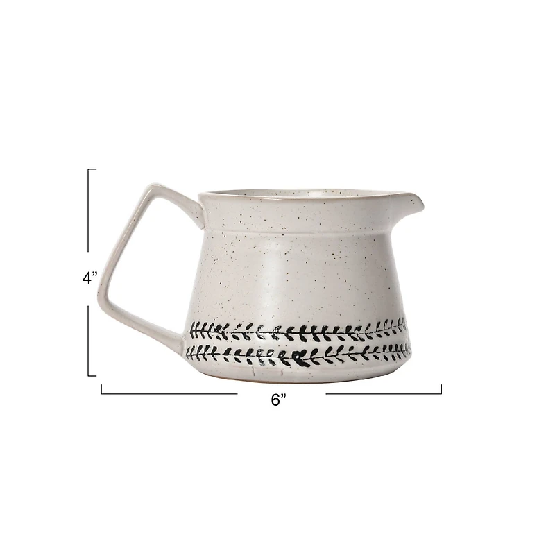Hello Honey® 16oz. White & Black Debossed Pattern Reactive Glaze Stoneware Creamer