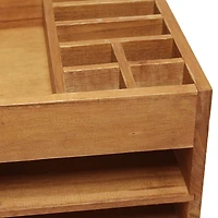 Elegant Designs Natural Wood Cubbies & Letter Tray Desk Organizer