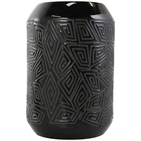 Black Ceramic Vase with Geometric Etchings Set