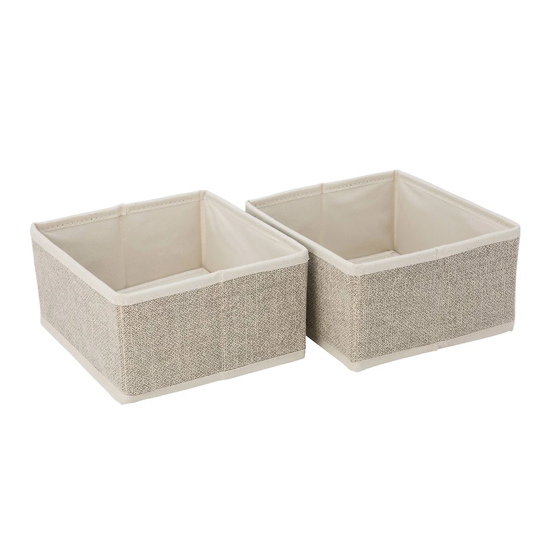 Simplify Faux Jute Medium Square Compartment Drawer Organizer, 2ct.